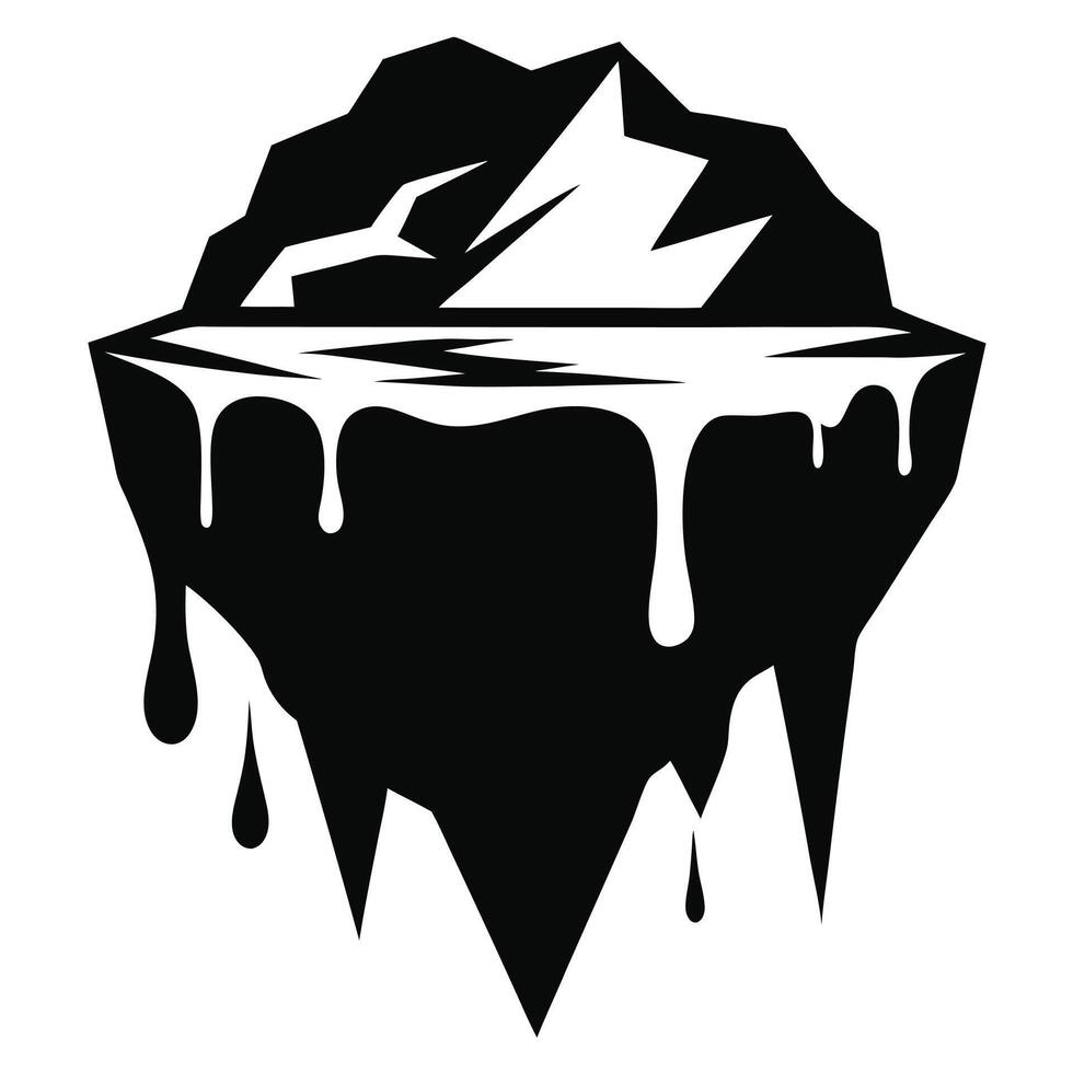 Iceberg Melting Black And White Illustration vector