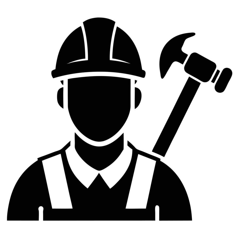 Builder With Hammer Icon Illustration vector