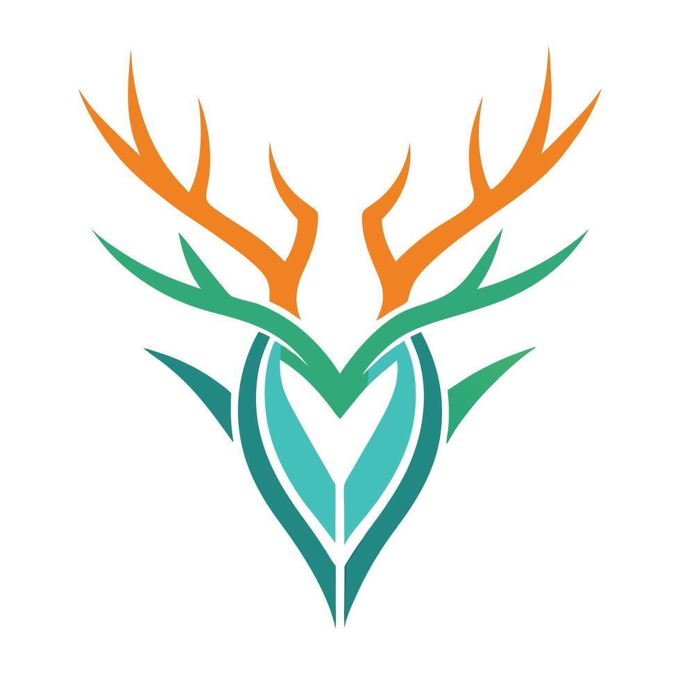 Deer Antlers Abstract Heart Design vector