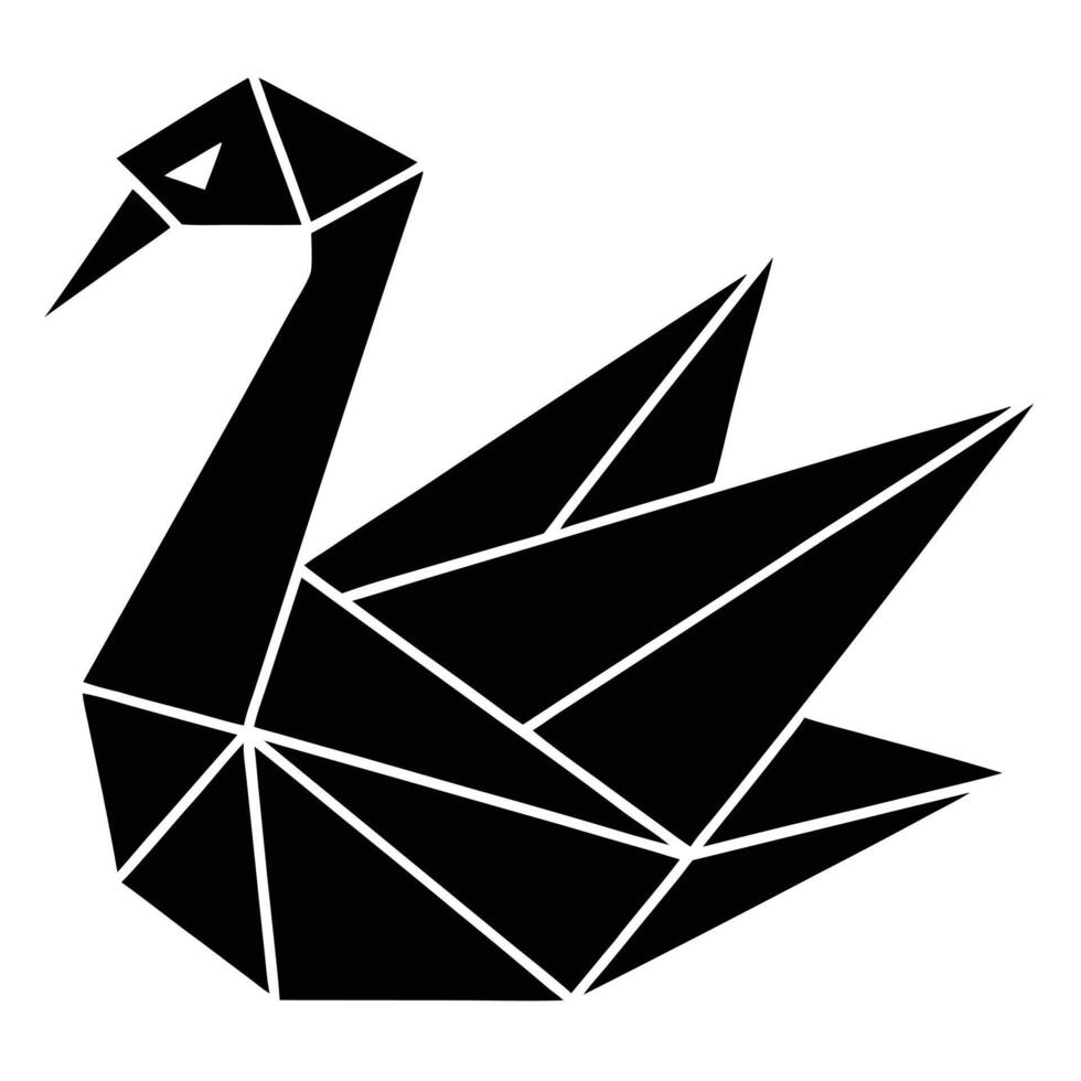 Geometric Swan Black And White vector
