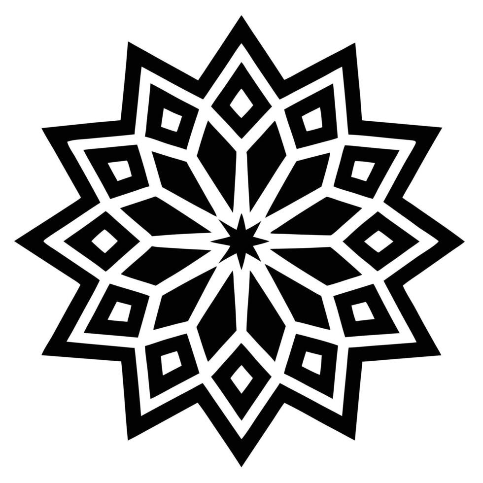 Geometric Star Mandala Black And White Design vector