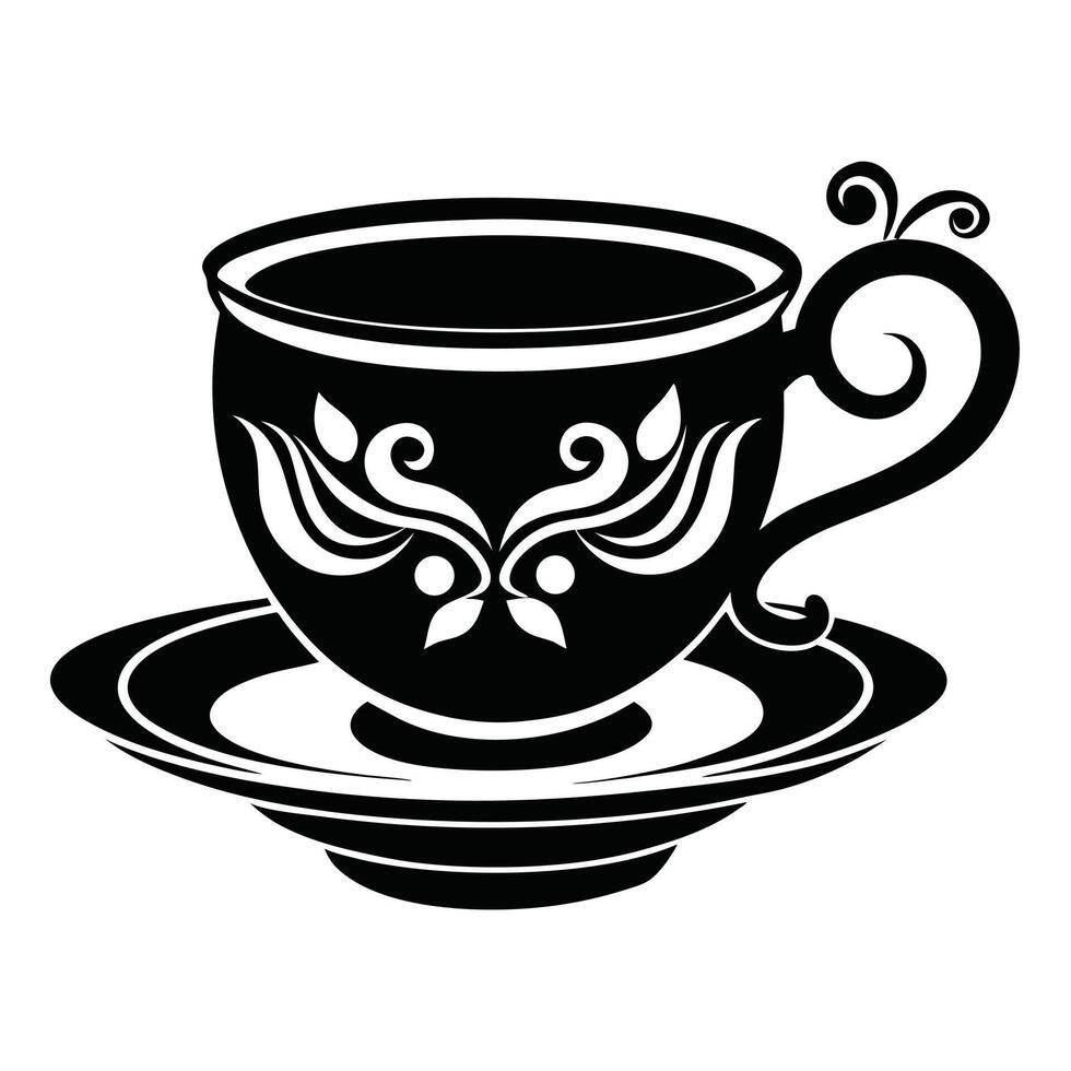 Black And White Patterned Teacup vector