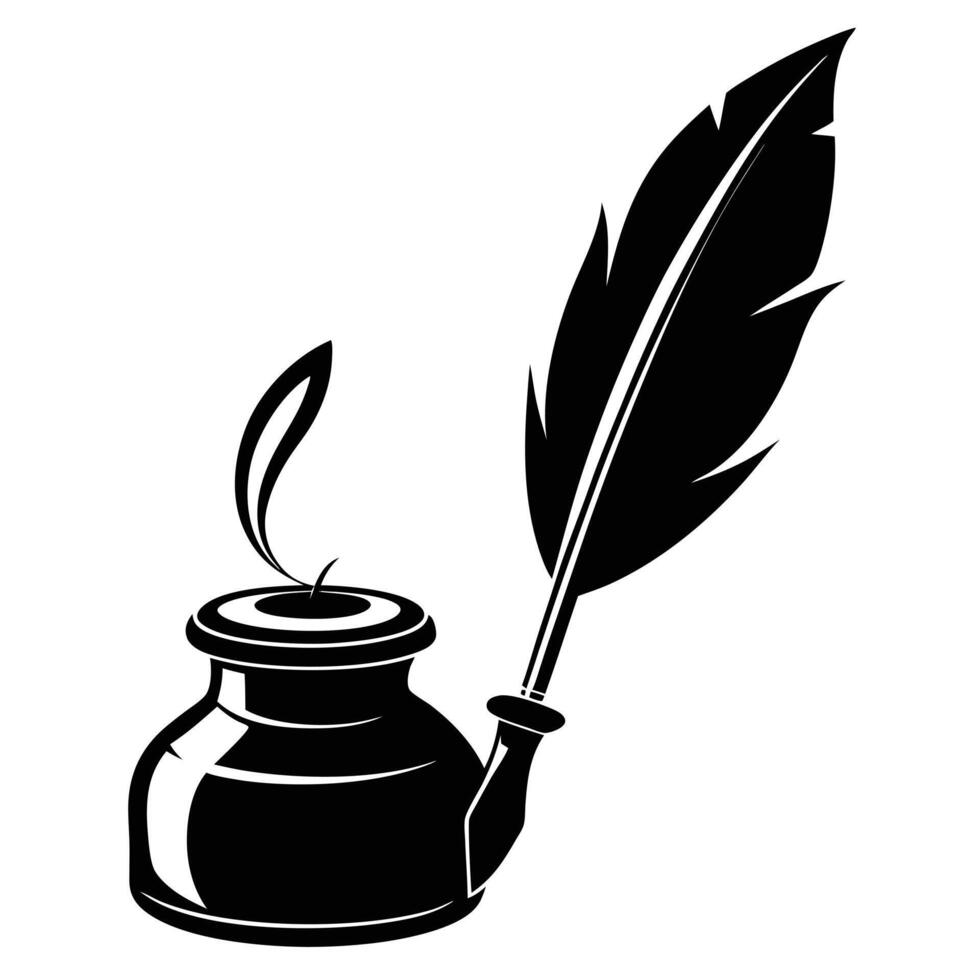 Feather Quill And Ink Pot vector