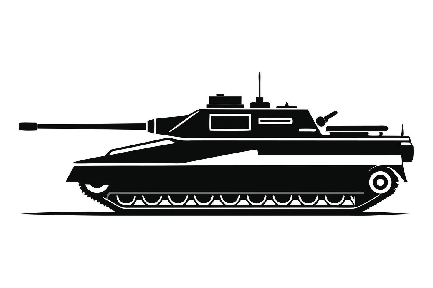 Silhouette Image Of A Modern Tank vector