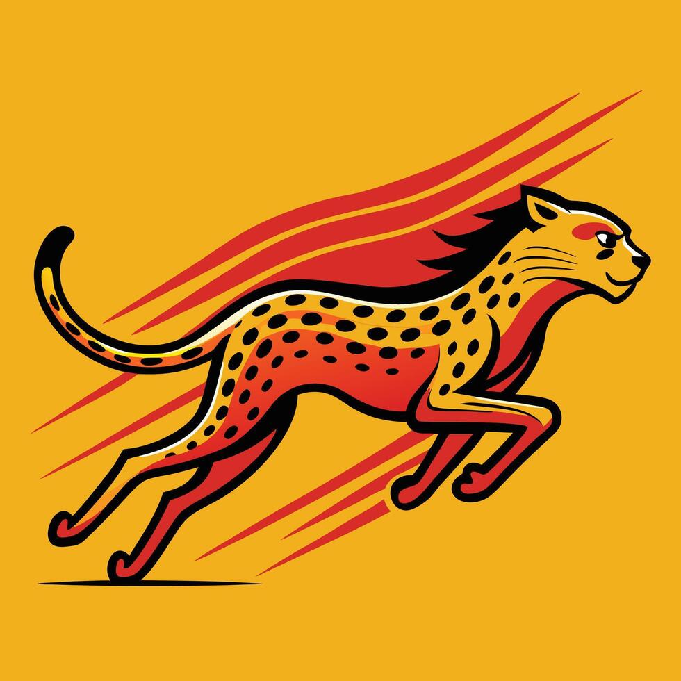Running Cheetah Cartoon Illustration Design vector