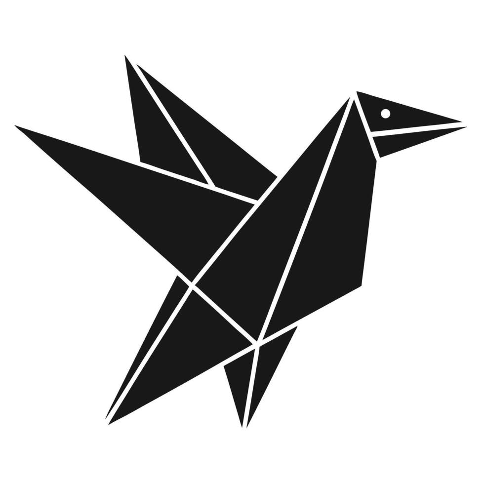 Origami Bird Simple Black And White vector
