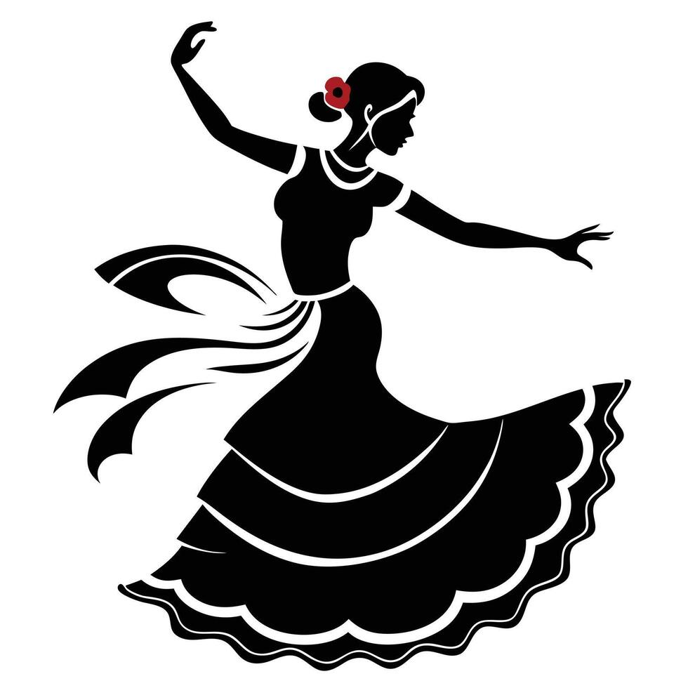 Elegant Flamenco Dancer Silhouette vector