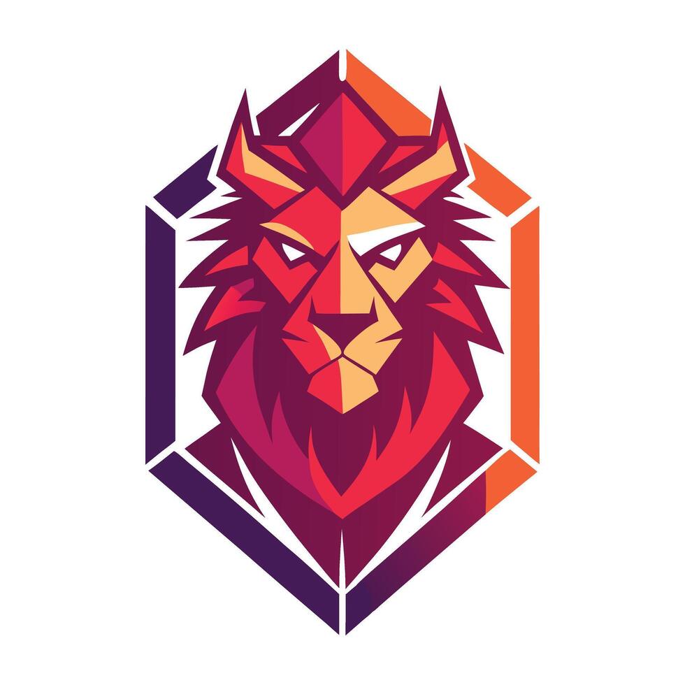 Abstract Colorful Geometric Lion Head Logo vector