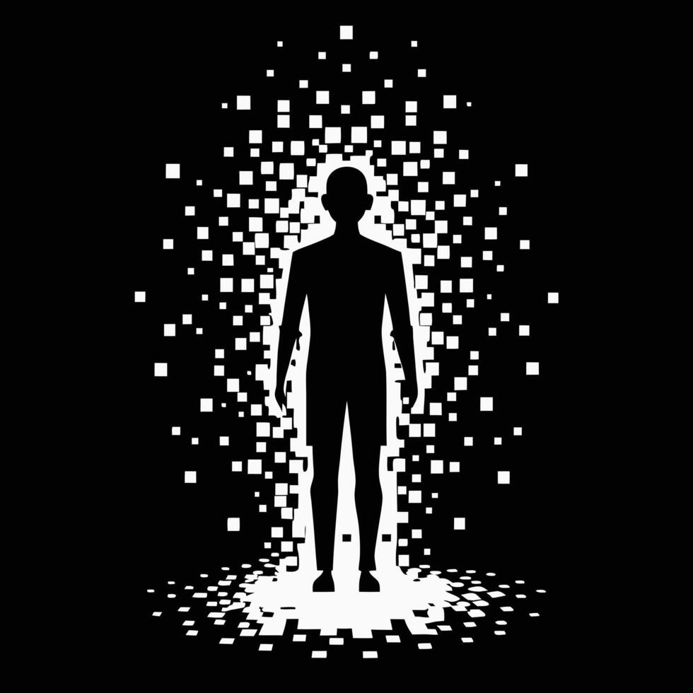 Digital Man Pixelation Black And White vector