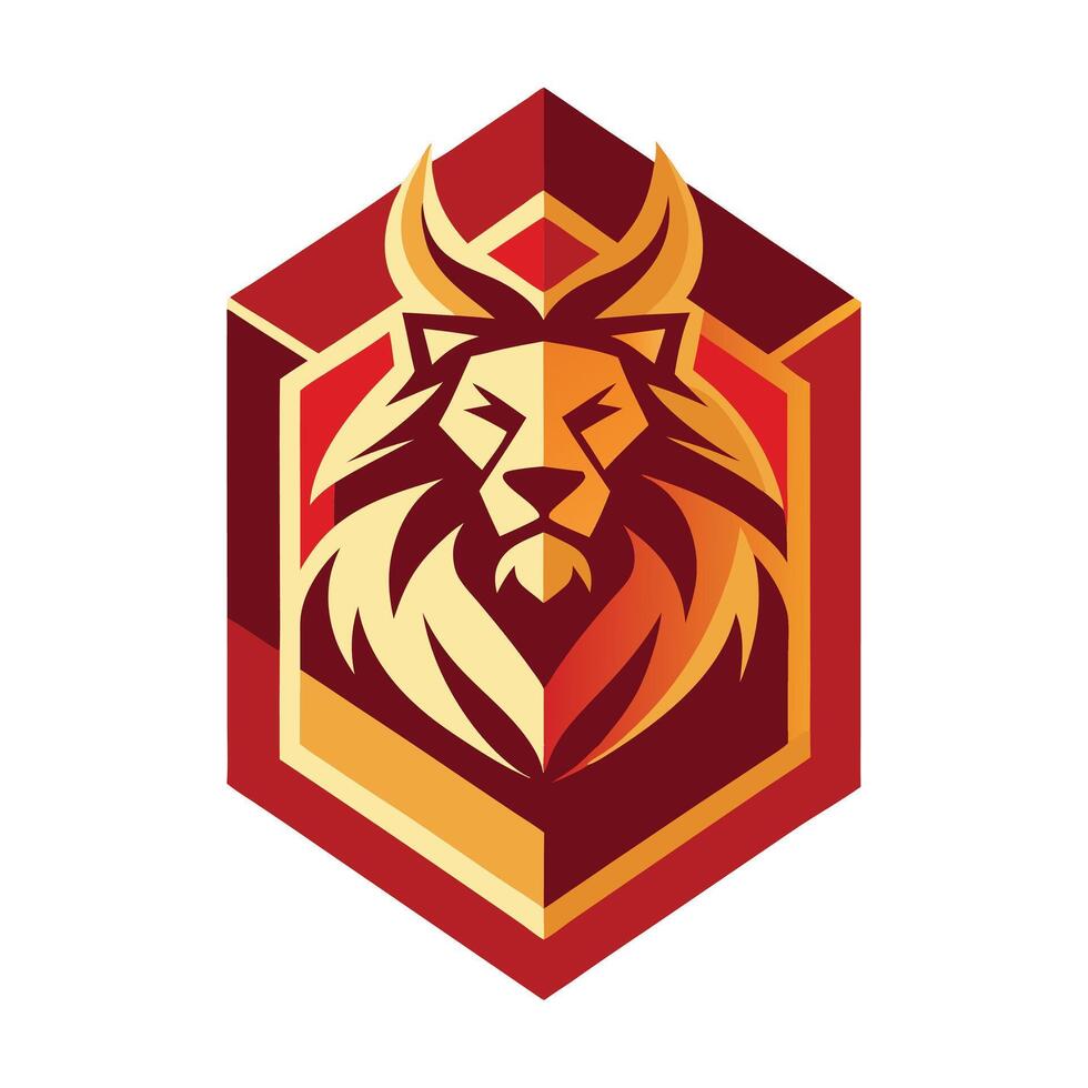Lion Emblem Geometric Modern Style vector