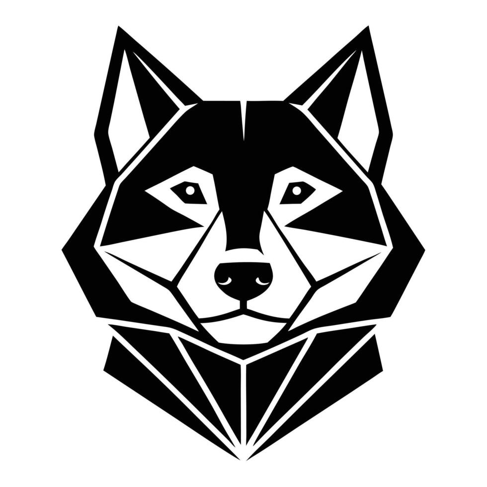 Geometric Black Wolf Head Logo Design vector