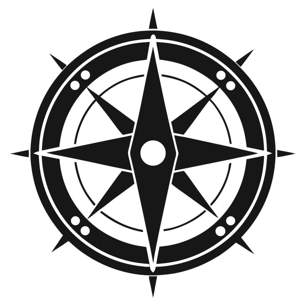 Compass Rose Black And White vector