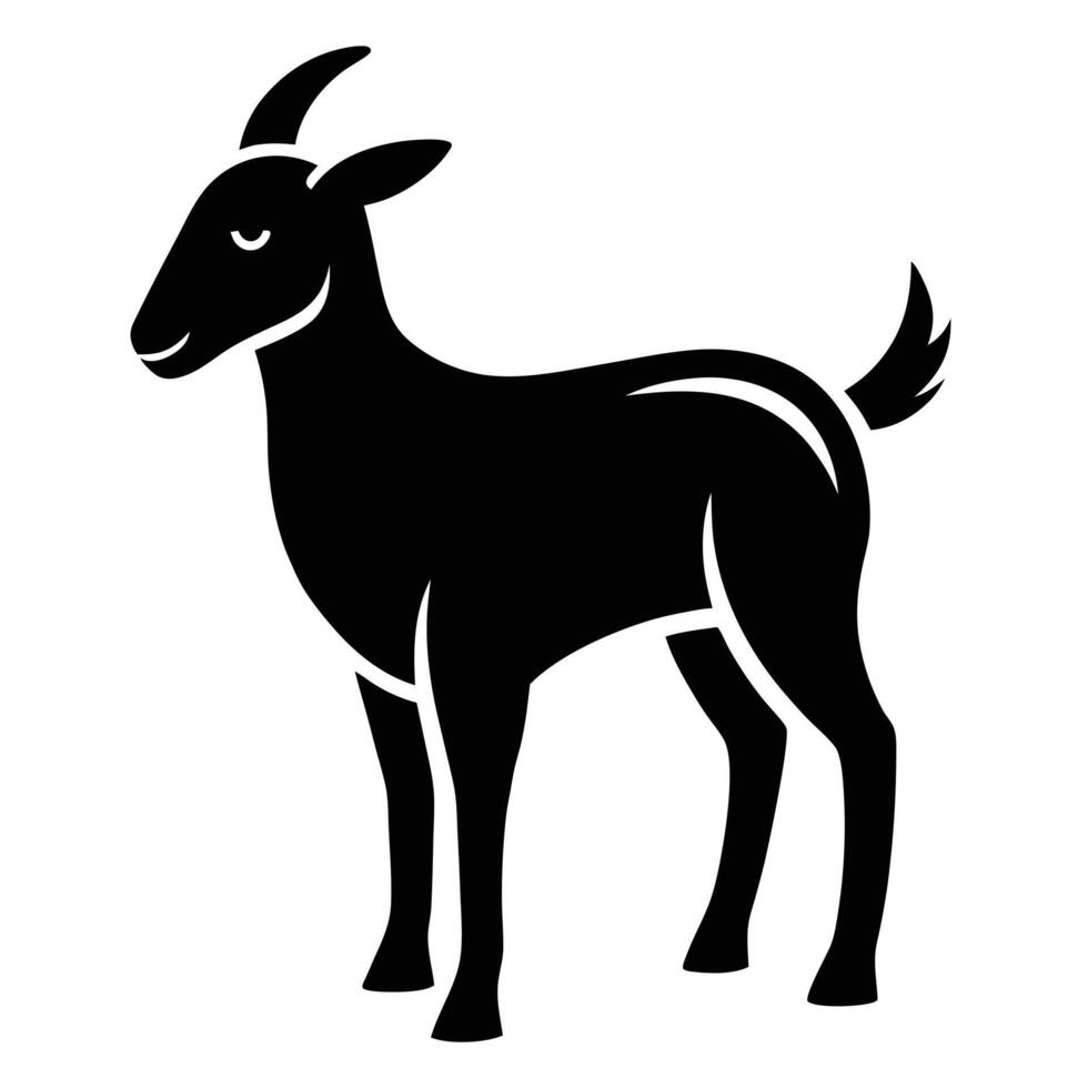 Elegant Silhouette Of A Standing Goat vector