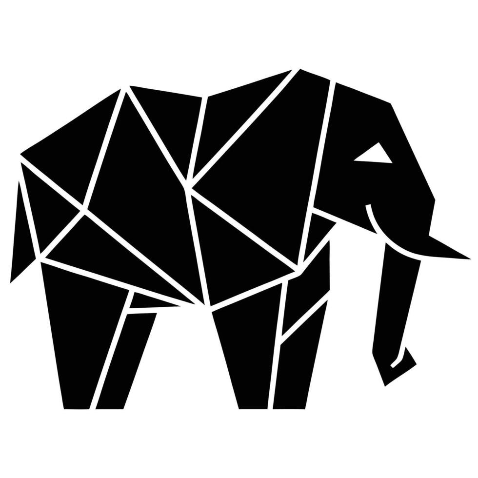 Geometric Elephant Illustration In Black vector
