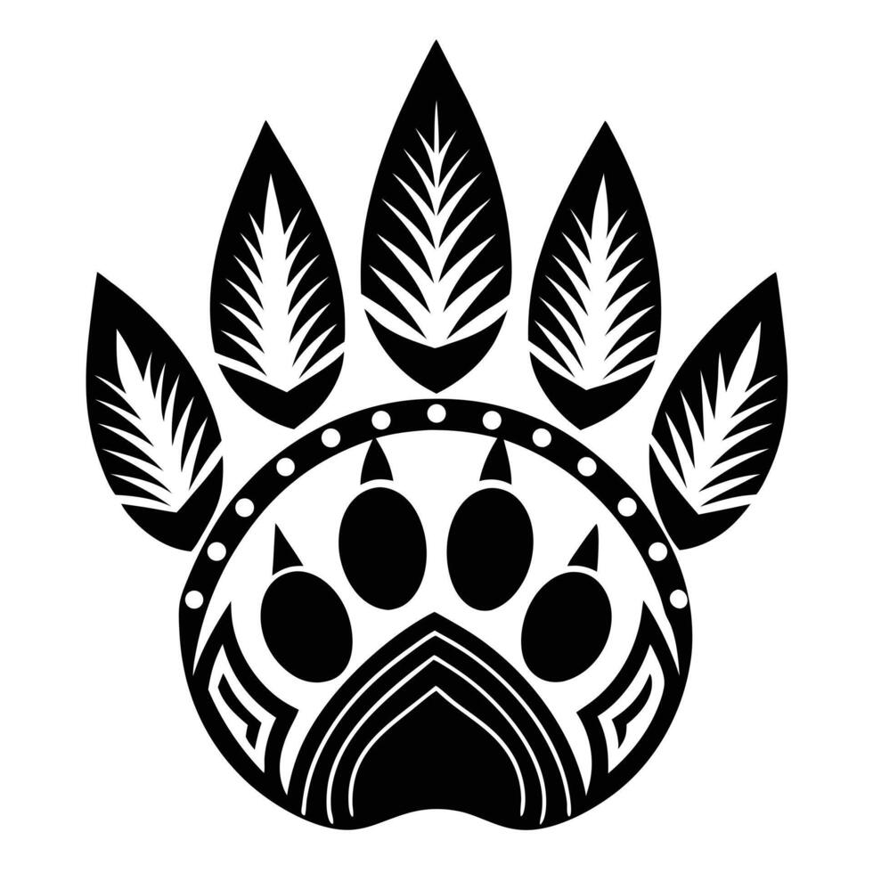 Stylized Bear Paw Print Black Icon vector
