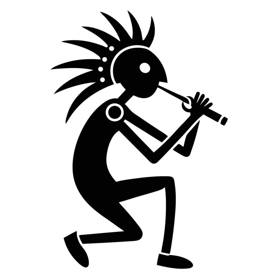 Kokopelli Silhouette Playing The Flute vector