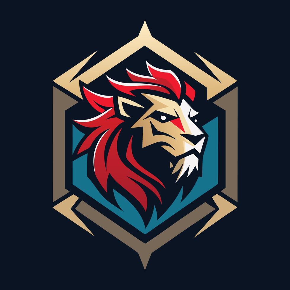 Lion Head Mascot Elegant Style vector