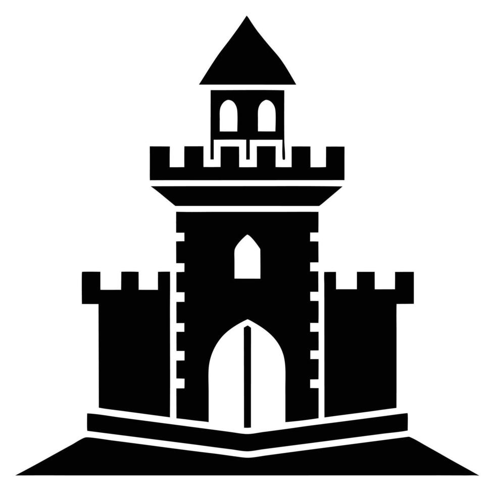 Simple Black Castle Illustration vector