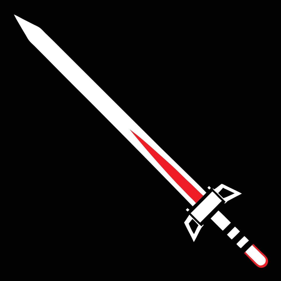 Stylized White Sword Illustration On Black vector