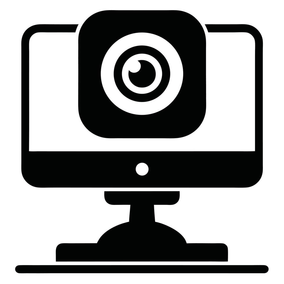 Desktop Computer With Webcam Icon Graphic vector