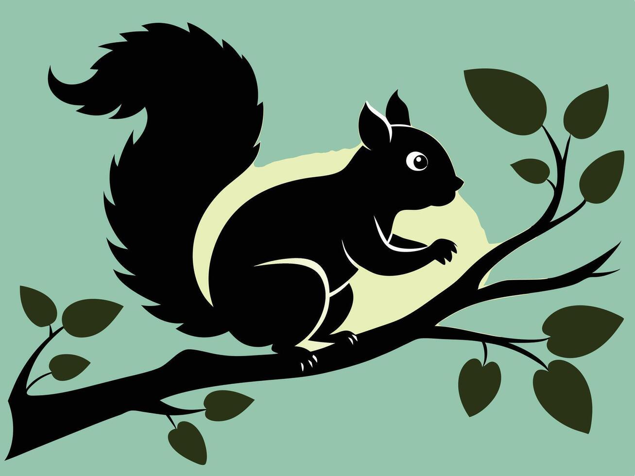 Squirrel On Branch Retro Design vector