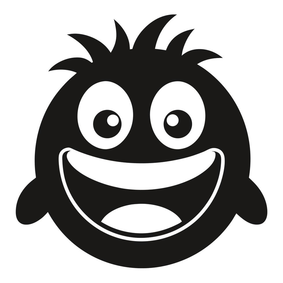 Happy Cartoon Face Black And White vector