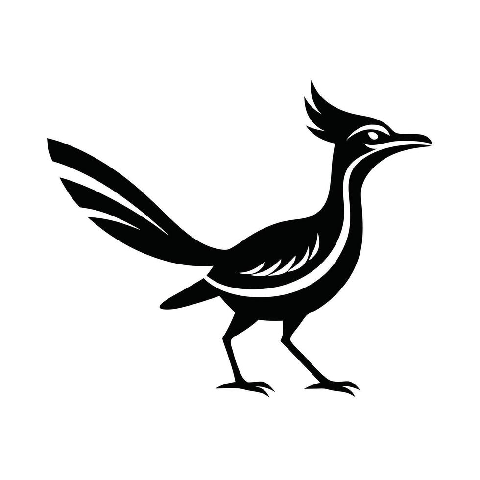 Roadrunner Bird Black And White Design vector