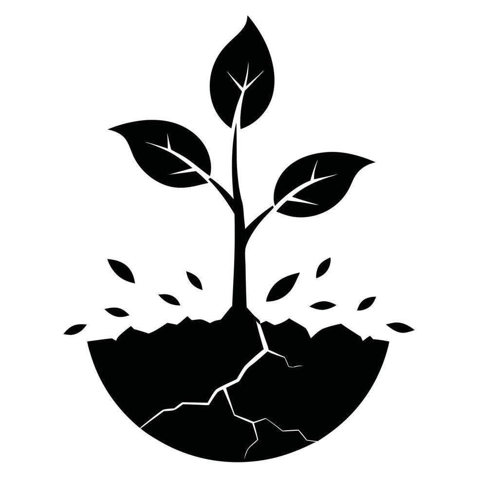 Cracked Earth With Sprout Icon vector