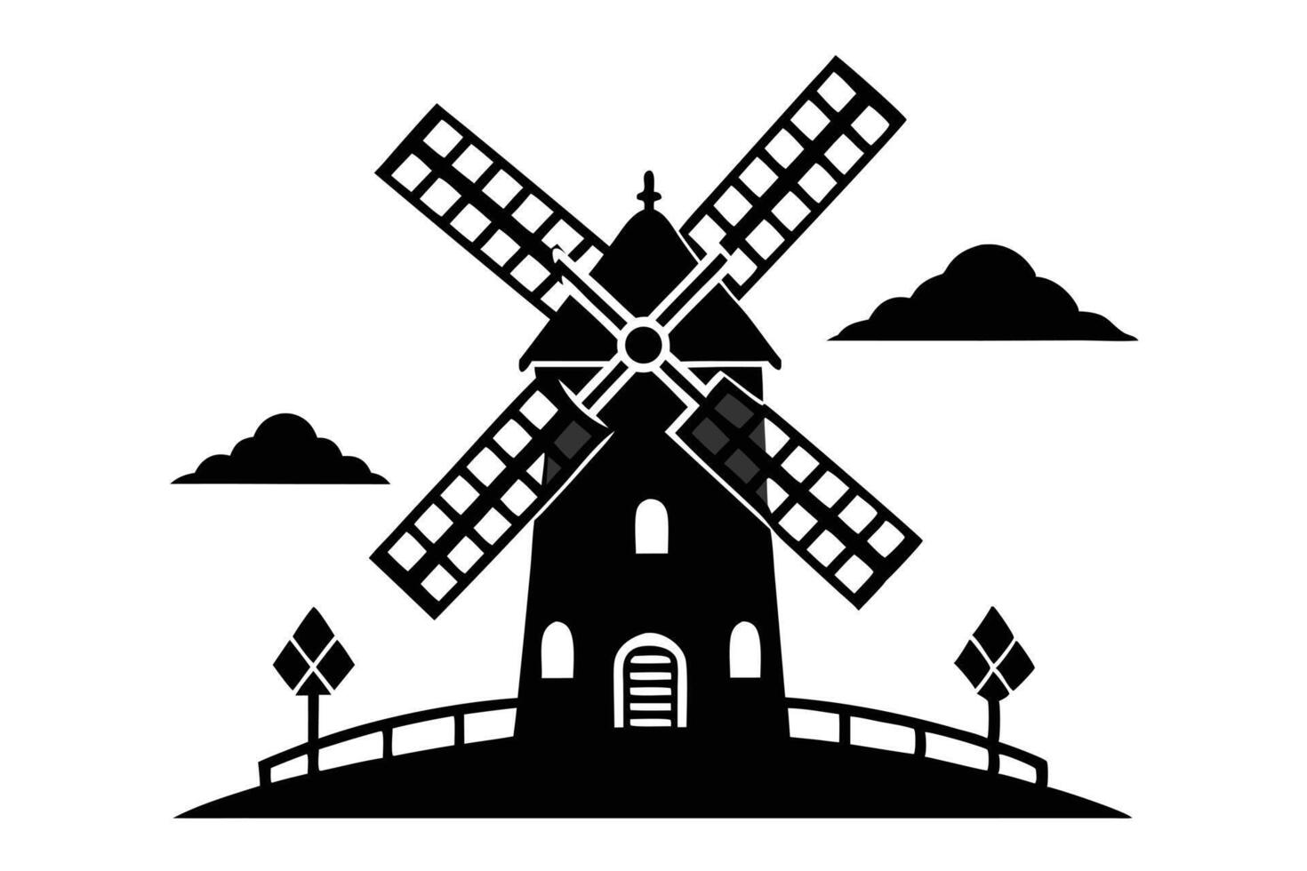Silhouette Of A Dutch Windmill vector