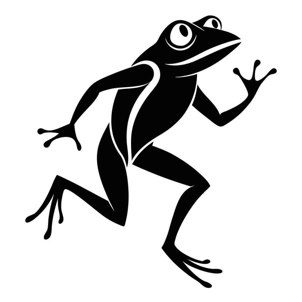 Running Frog Black And White Illustration vector