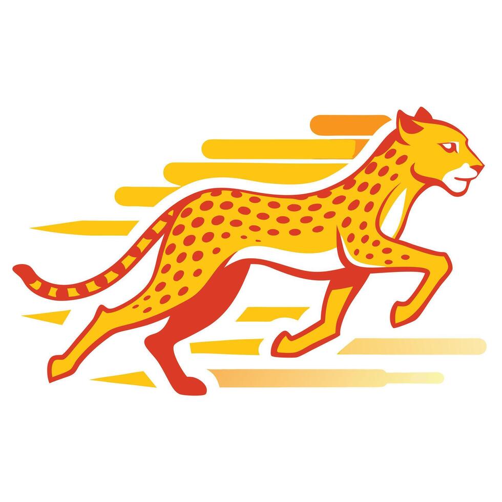 Stylized Running Cheetah Illustration Design vector