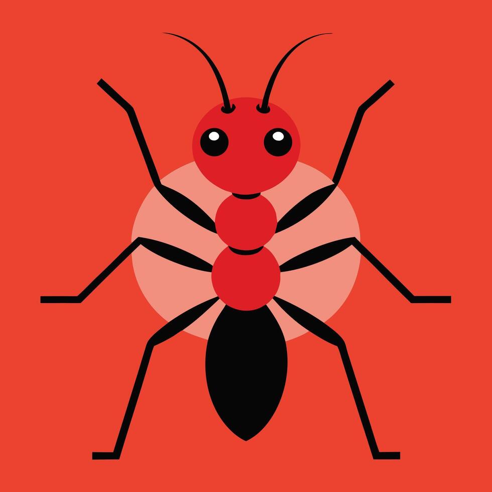 Red And Black Cartoon Ant Illustration vector