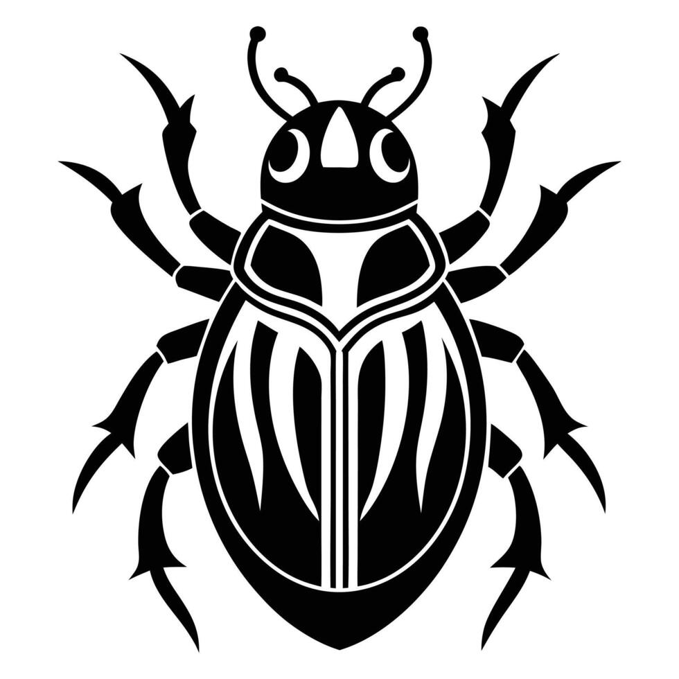 Stylized Insect Black And White Illustration vector