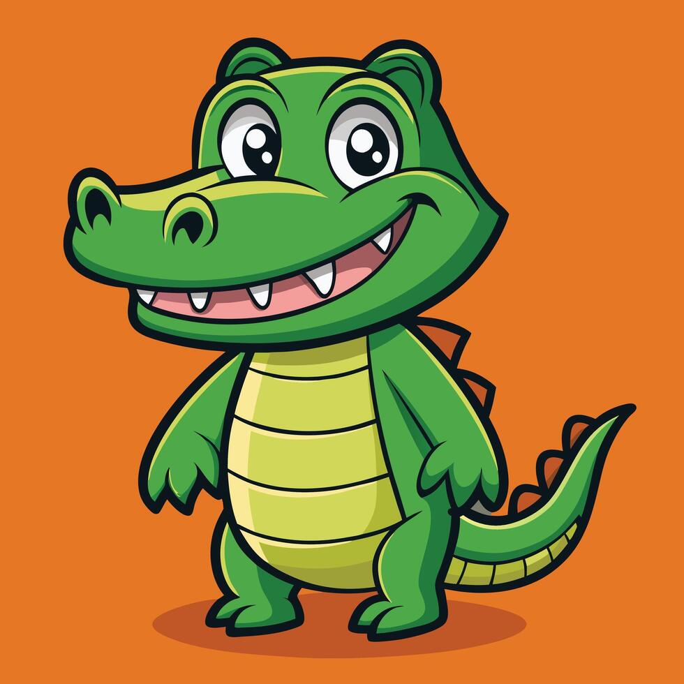 Cartoon Alligator Smiling Isolated Illustration vector