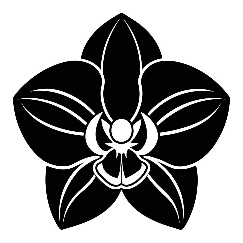 Black And White Orchid Flower Design vector