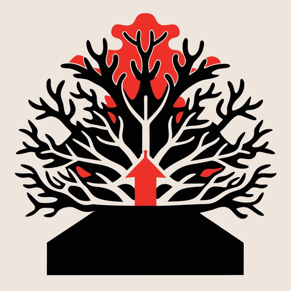Abstract Arrow Tree With Colorful Leaves vector