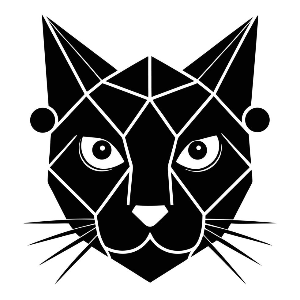 Geometric Black Cat Head Illustration Art vector