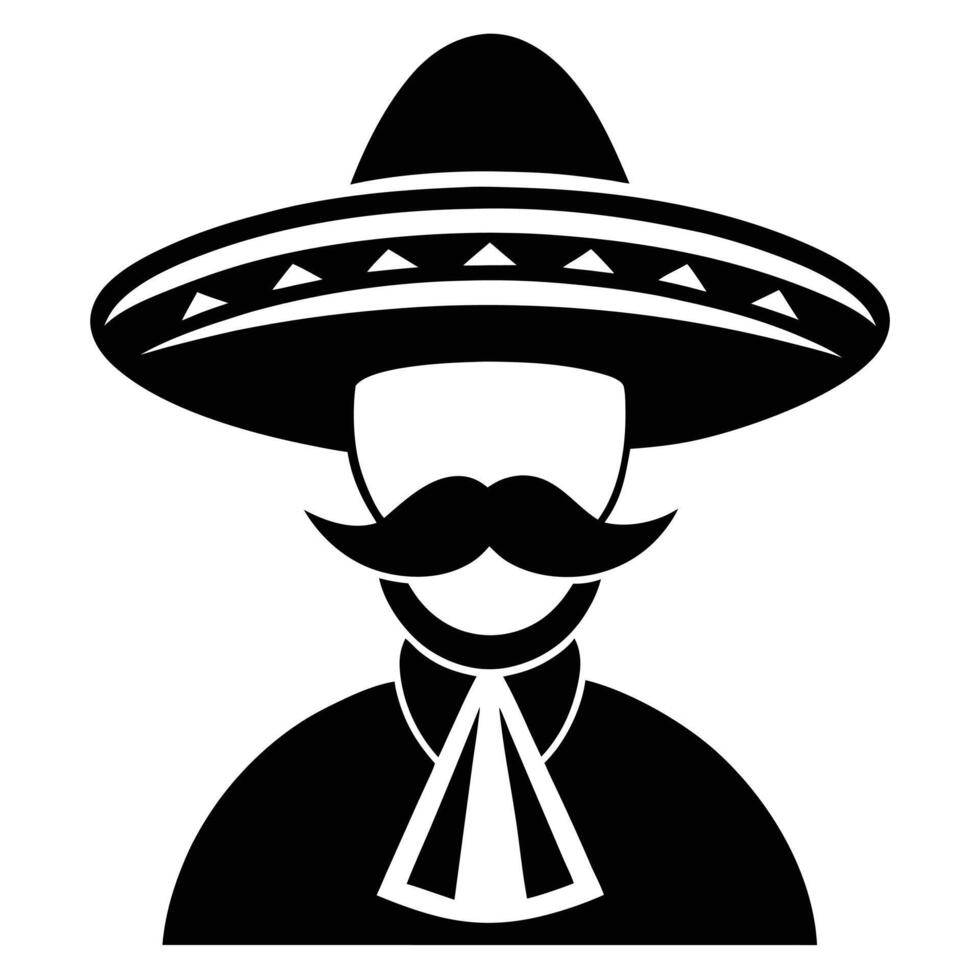 Mexican Man Icon With Sombrero vector