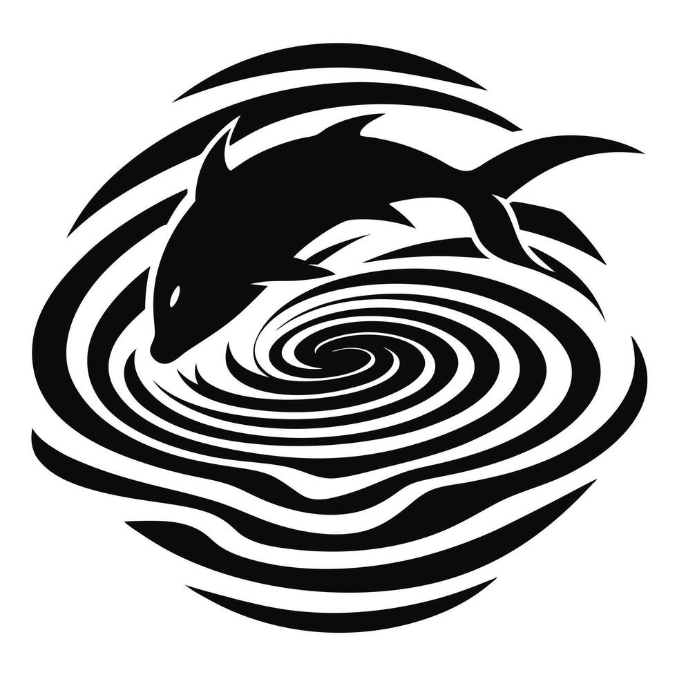 Shark Circling Water Swirl Design vector