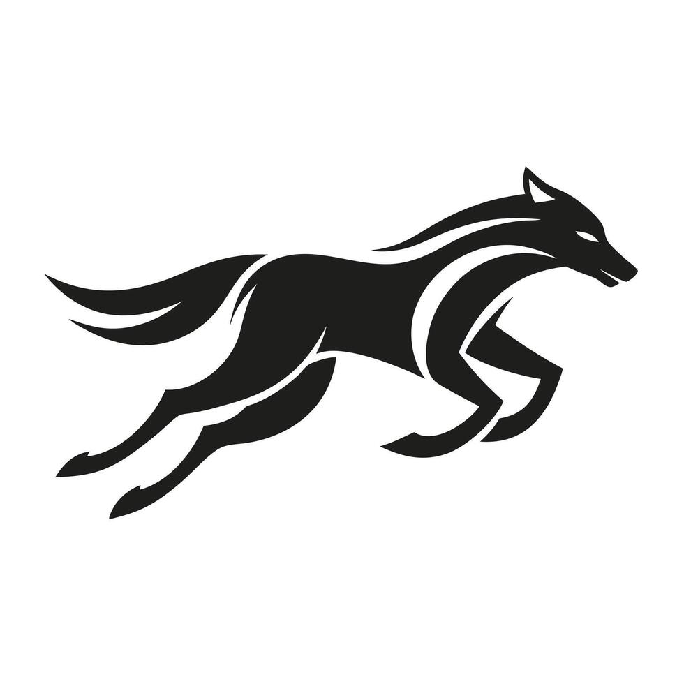 Running Wolf Silhouette Logo Illustration vector