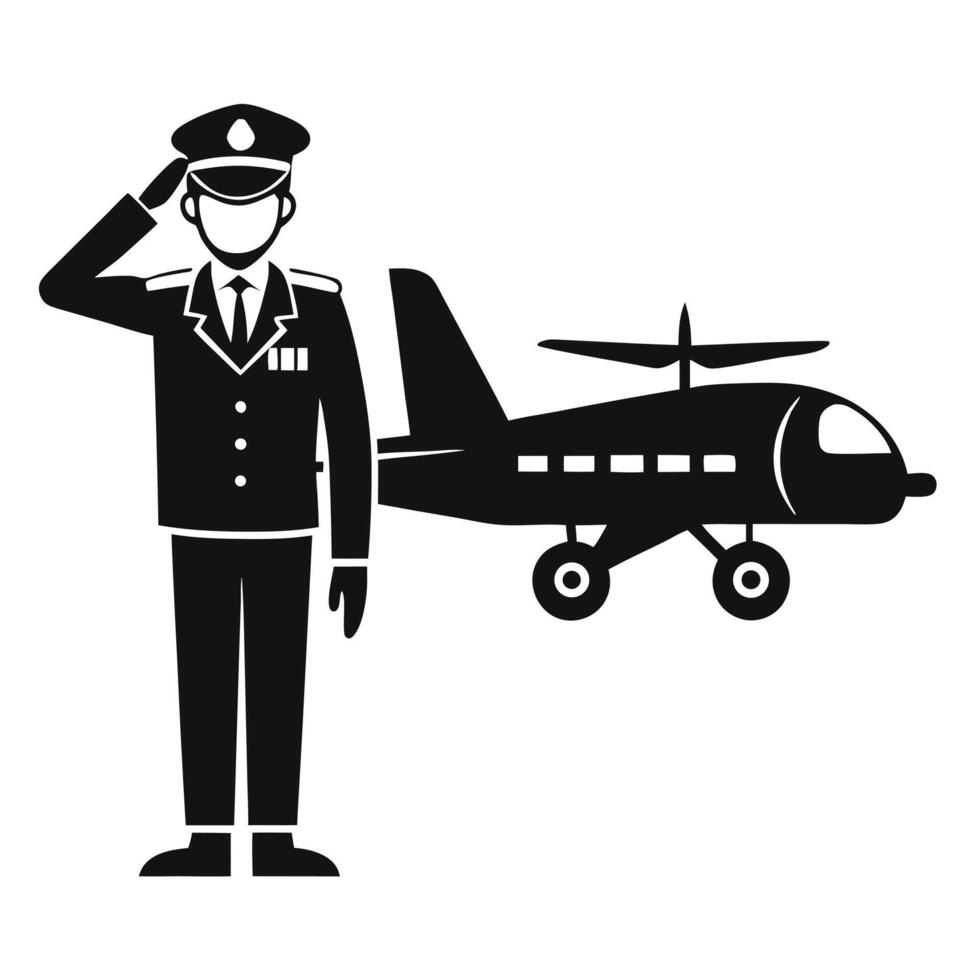 Military Officer Saluting Helicopter Illustration vector