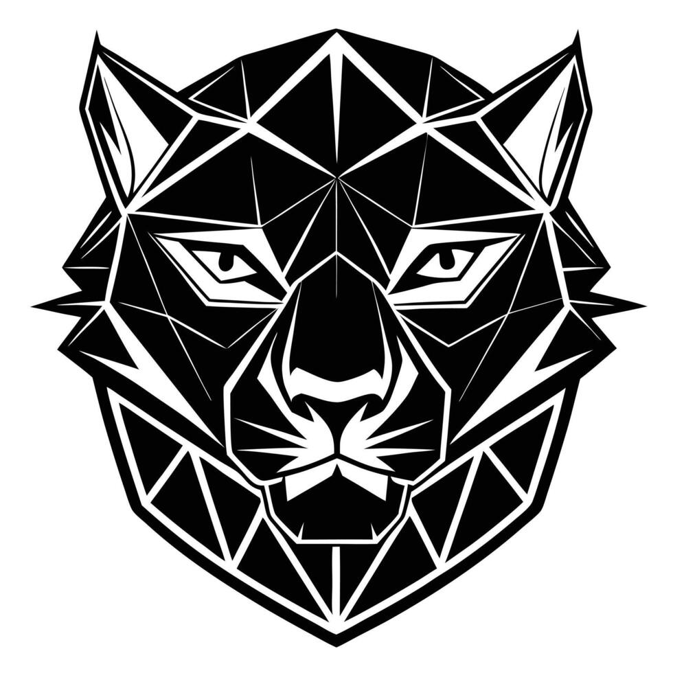 Geometric Panther Head Black And White vector