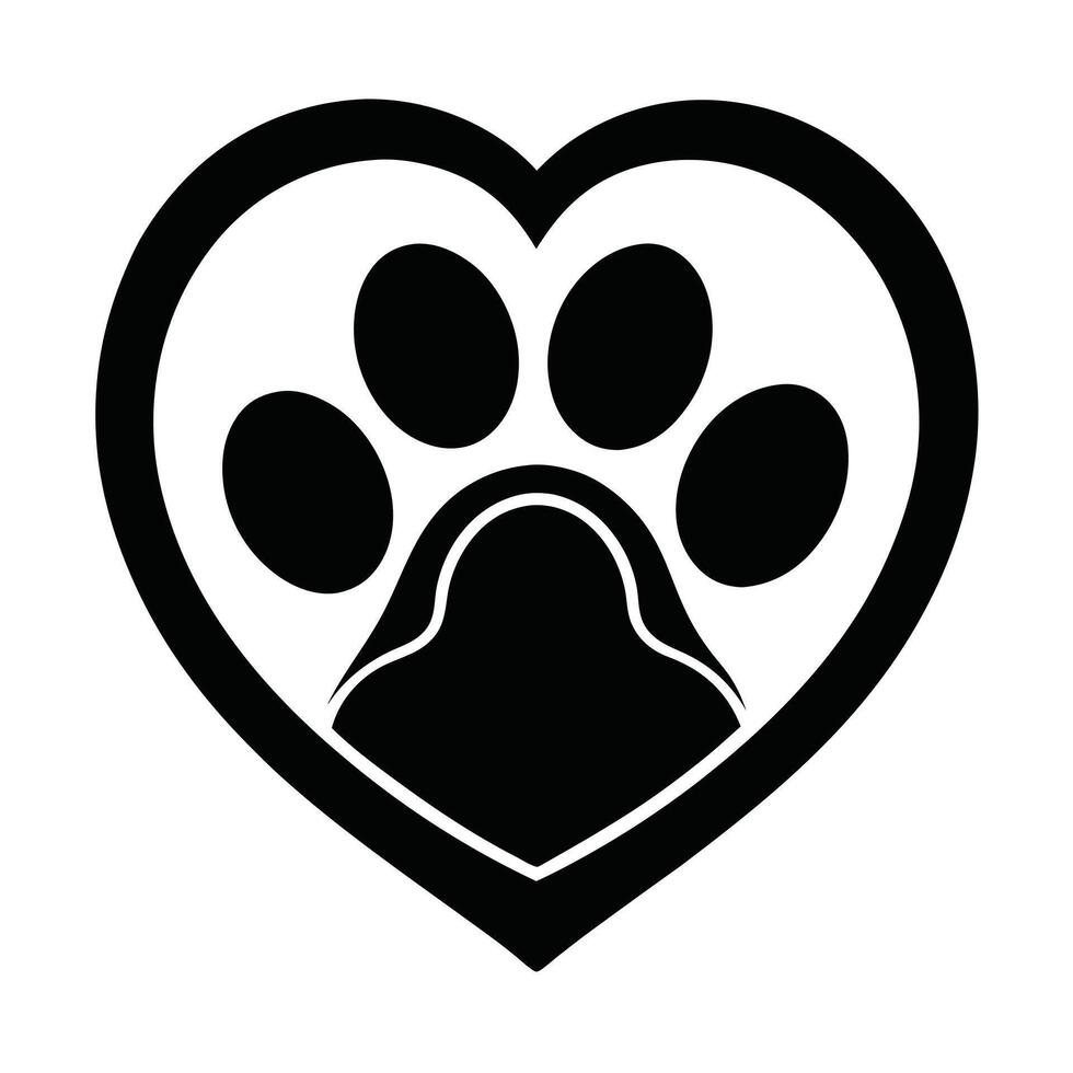 Paw Print In Heart Symbol vector