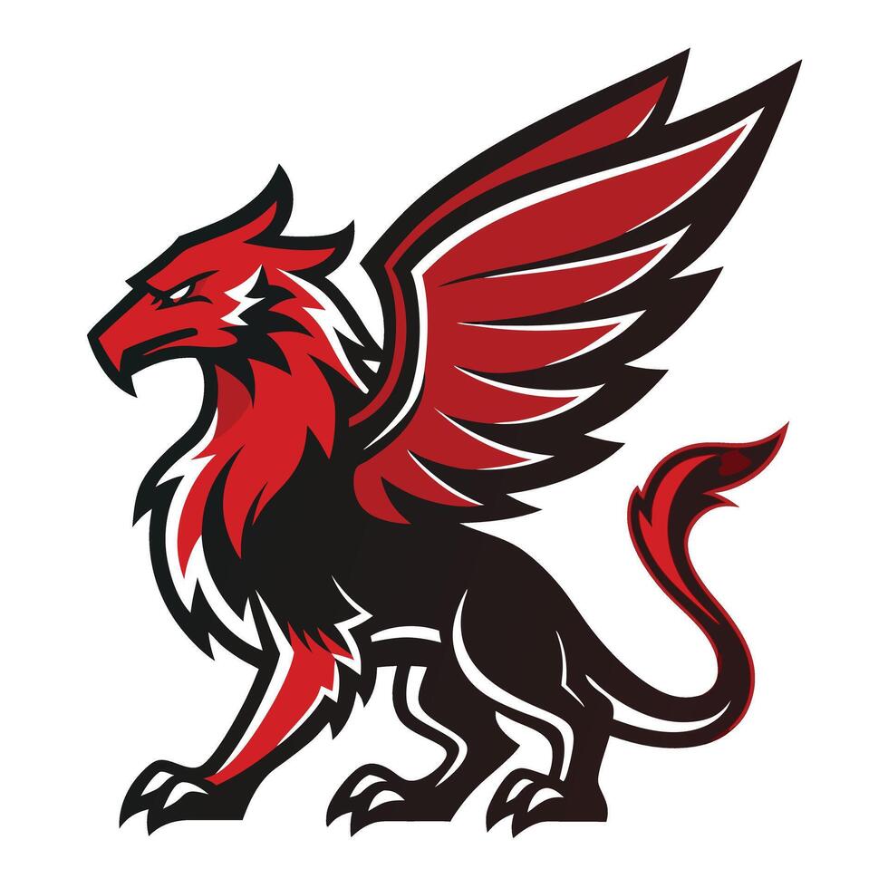 Red And Black Griffin Illustration vector