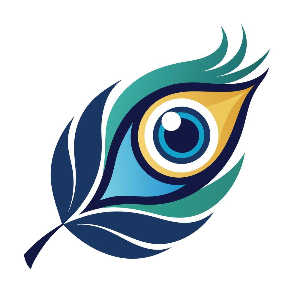Stylized Peacock Feather Abstract Logo Design vector