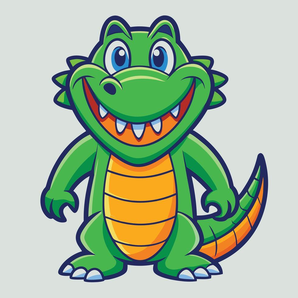 Cute Smiling Cartoon Alligator Illustration vector