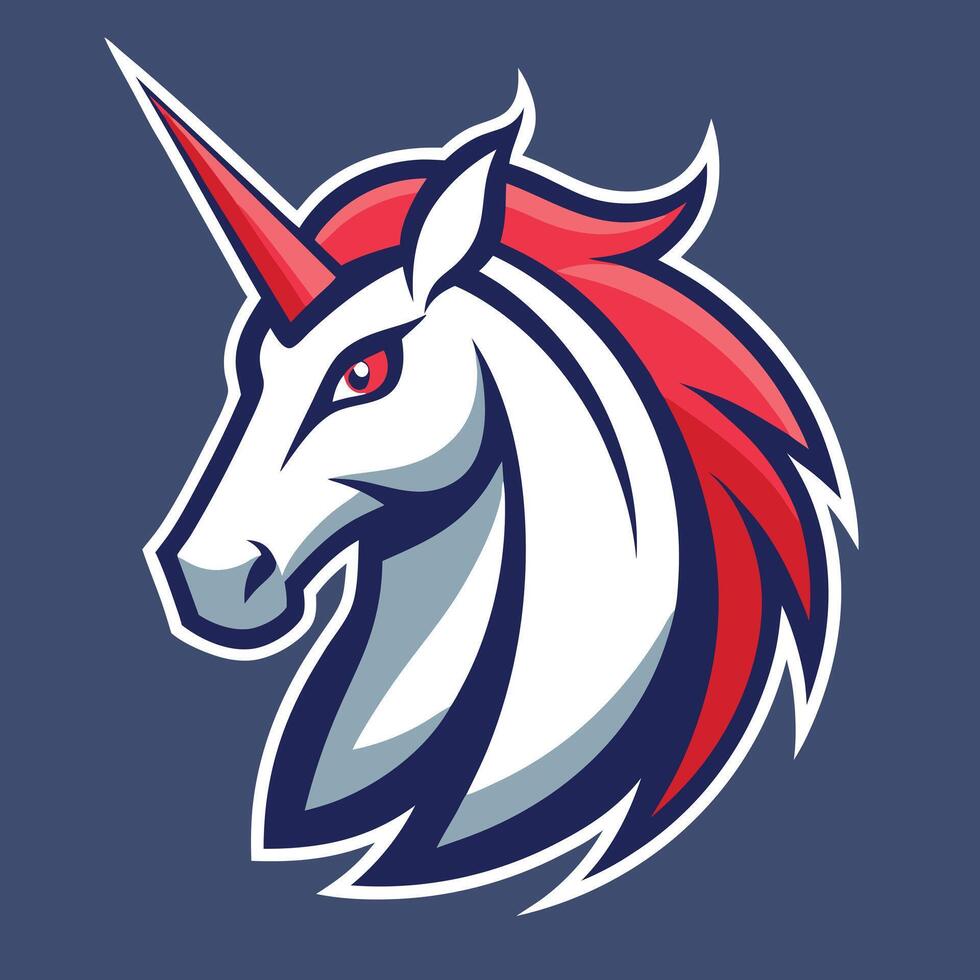 Red And White Unicorn Head Mascot vector