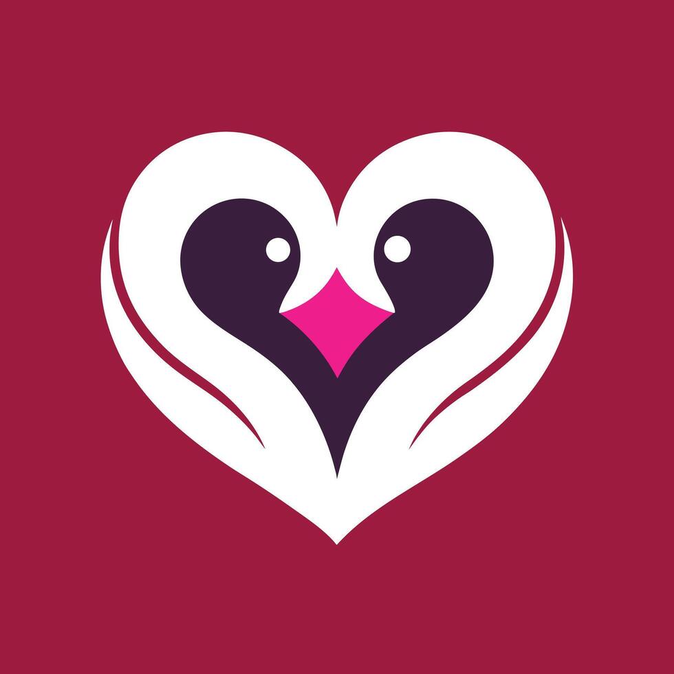 Swan Heart Logo Design vector