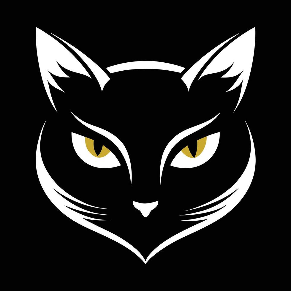 Elegant Black Cat Head Graphic vector