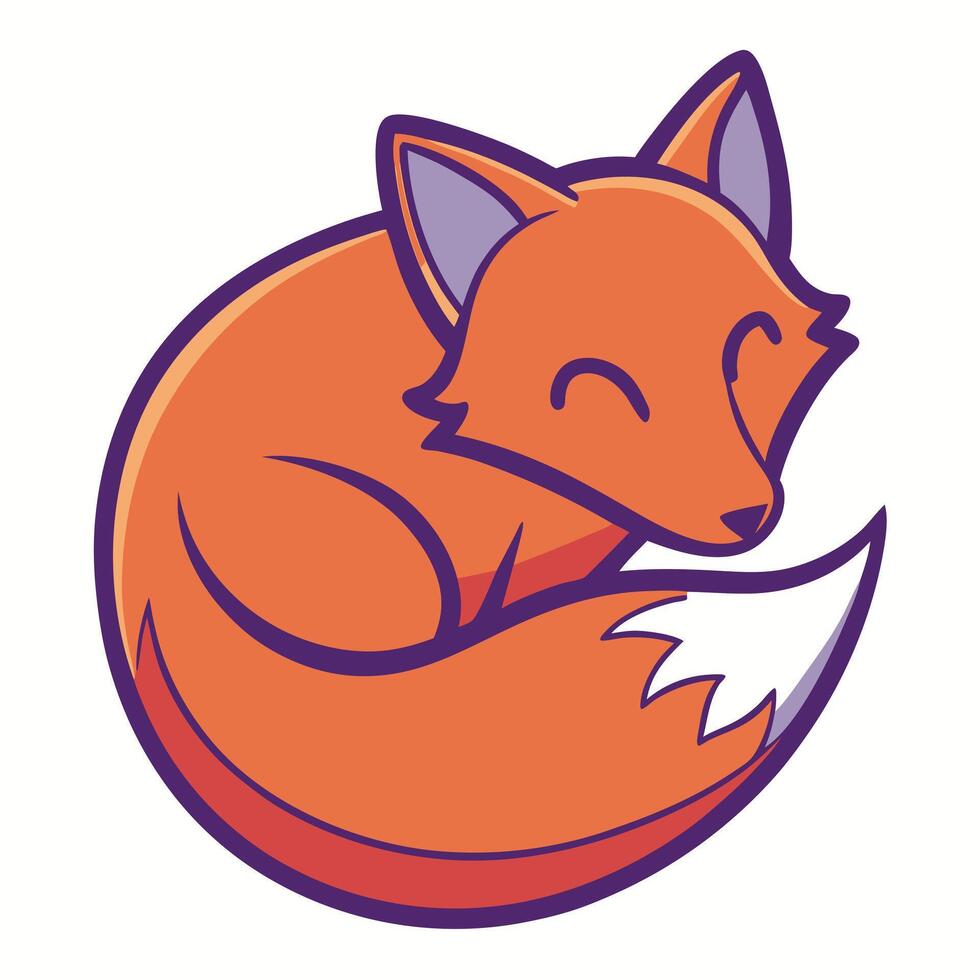 Cute Sleeping Fox Curled Up Illustration vector